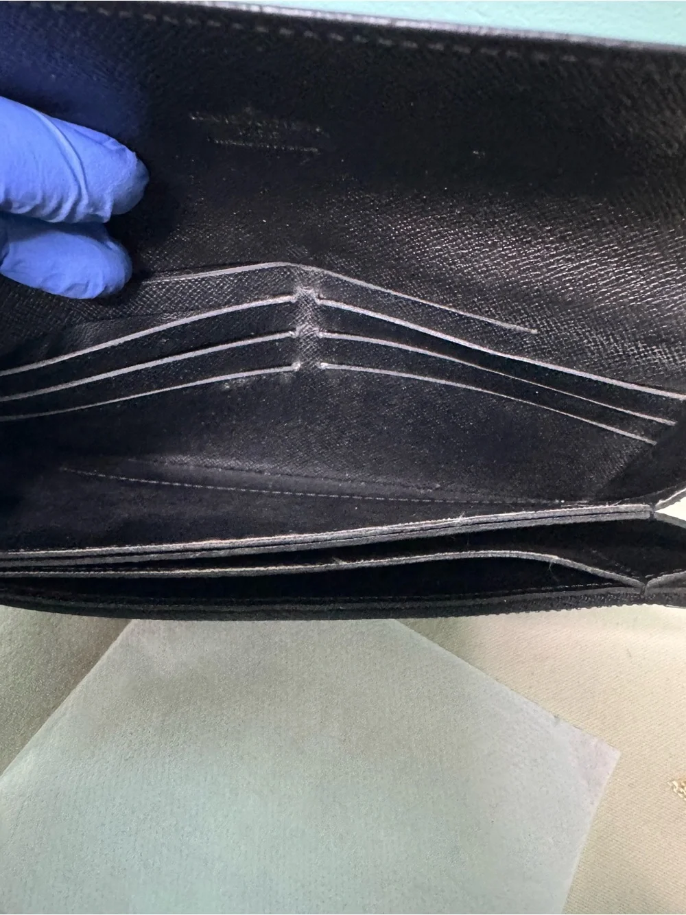 Louis Vuitton Black Textured Leather Clutch Wallet